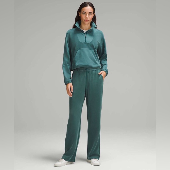 NWT Lululemon Brushed Softstreme Ribbed Half Zip Storm Teal Size 6